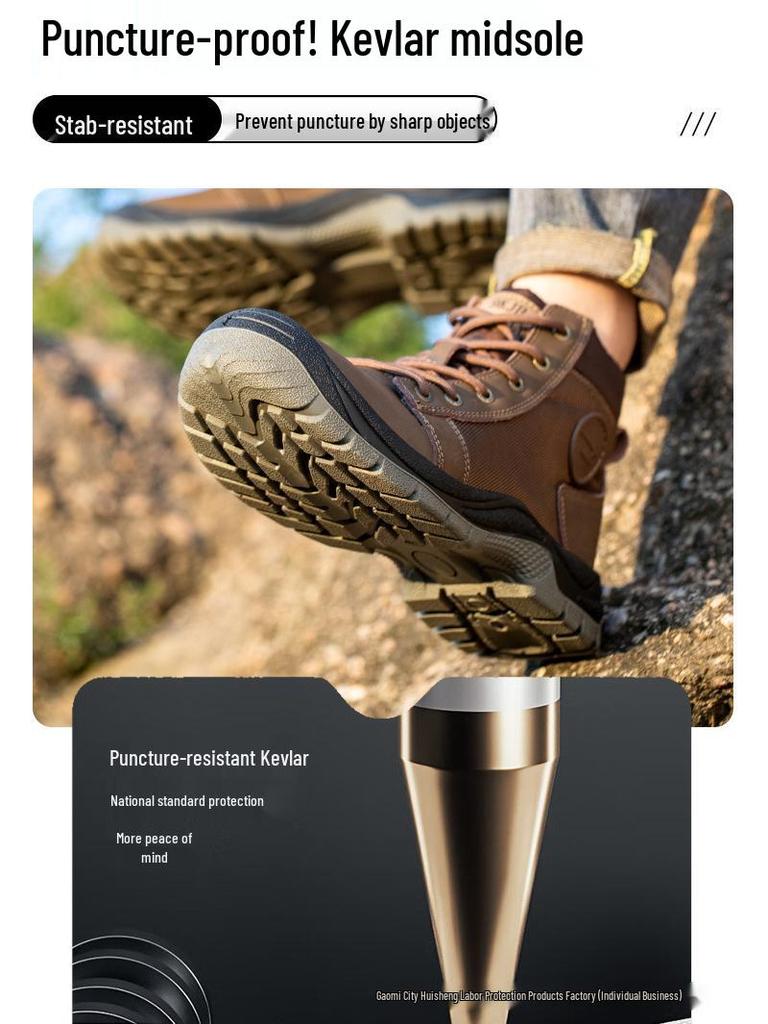 Men's Lightweight Steel Toe Water-Resistant Work Shoes - Anti-Smash, Anti-Puncture, Comfortable for Long Standing.