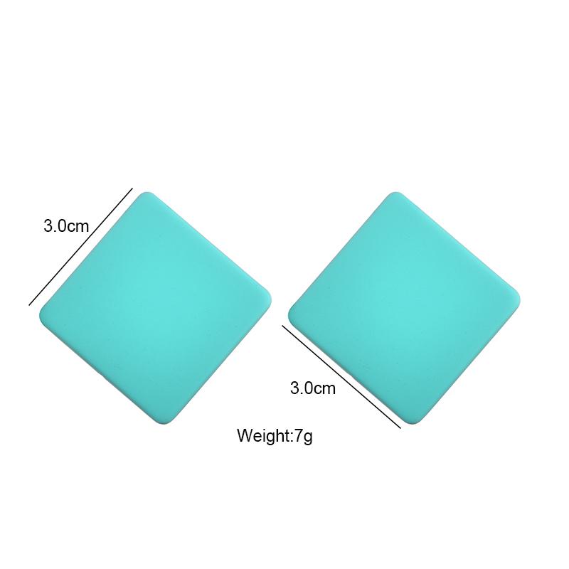 Pendientes Cuadrados de Color Caramelo de Moda Para Mujer Geométricos Grandes Azules Rojos Negros Pintura Escarchada INS Coreanos de Acrílico Sólido