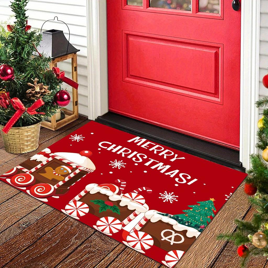 1Pcs Christmas Kitchen Rug Anti-Fatigue Kitchen Rug Waterproof Non-Slip Rugs Set Runner Rug Bedside Rug Absorbent Carpet