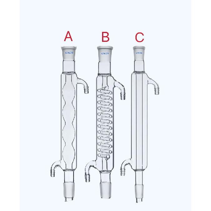 200mm 19/26 24/29 glass straight condenser tube spherical condenser tube serpentine condenser tube