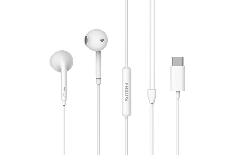 PHILIPS TAE1018 Wired Earphones with Frequency Warranty USB-C High-Resolution DAC, Smartphone/PC Compatible, 20-40,000Hz Range, 1-Year Manufacturer's