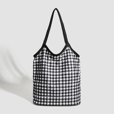 Niche Design Retro Canvas Plaid Tote Bag Everything Commuter Everything Shoulder Bag
