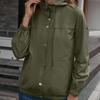 Women's Hooded Long Sleeve Jacket Slim Fit Windproof Water Resistant Outdoor Snap Button Windbreaker