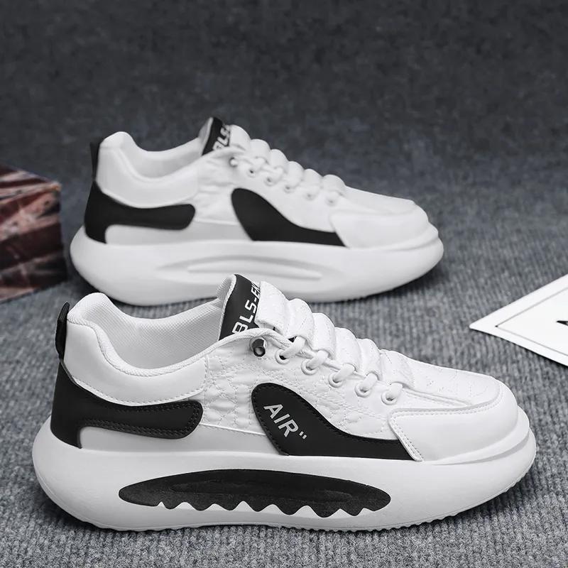 Autum New Leather Men Chunky Sneaker Designer Casual Running Shoes Fashion Street Wear Microfiber Leather Slip on Workout Shoes