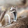 Huitan Cute Mouse Shape Open Ring for Women Antique Copper Color Modern Fashion Girls Finger Accessories Hip Hop Party Zircon