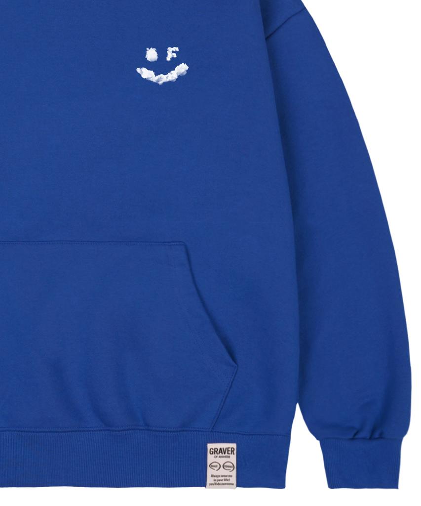 [Unisex] Small Cloud Drawing Smile Hoodie_Cobalt Blue