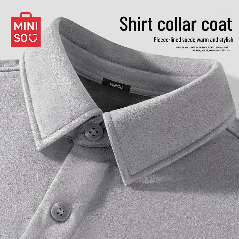 

MINISO Men s Fleece-Lined Suede Shirt Jacket 2XL