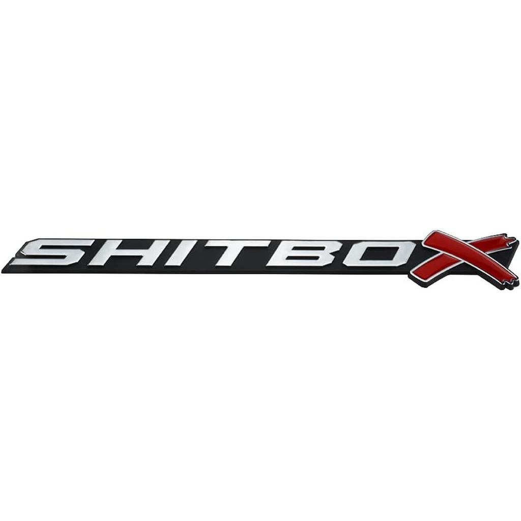 1Pcs SHITBOX Truck Exterior Emblems 3D Badge Sticker Decal Compatible with Universal Cars (Chrome Red)