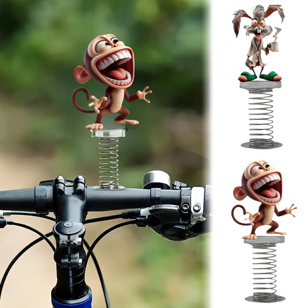 2D Funny Big-mouthed Monkey Car Ornament Cute Acrylic Spring Shake Ornament For Bicycle Car Center Console Desktop Decoration
