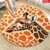 Giraffe Print Round Area Rug Animal Themed Non-Slip Floor Carpet Whimsical Safari Aesthetic Decor Mat for Living Room