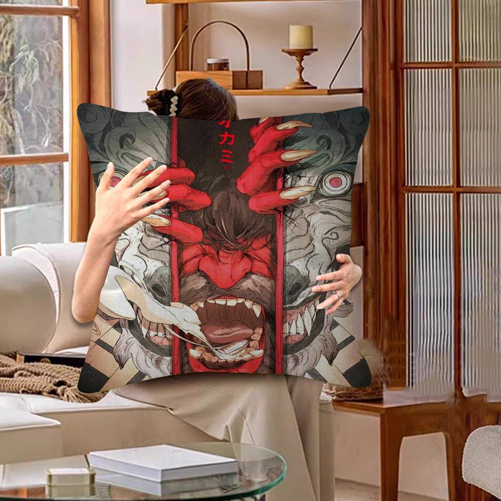 Japanese Samurai Oni Mask Cushion Cover Polyester Sofa Cushions Decorative Throw Pillows Home Decoration Pillowcover