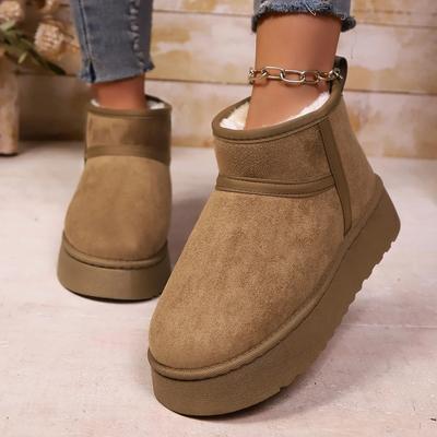 2025 New Trendy Women Snow Boots Thick Sole Fashion Boots Warm Plush Non-slip Mid-top Boots Thickened Fluff Solid Women Shoes