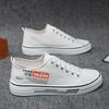 Fashion Men's White Canvas Shoes 2025 Spring Summer Fashion Sewing Casual Flats Lace Up Height Increase Comfortable Non Slip Sneakers