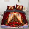3D Christmas Santa Reindeer Print Duvet Cover Set, Soft Microfiber Winter Holiday Bedding Set With Pillowcases