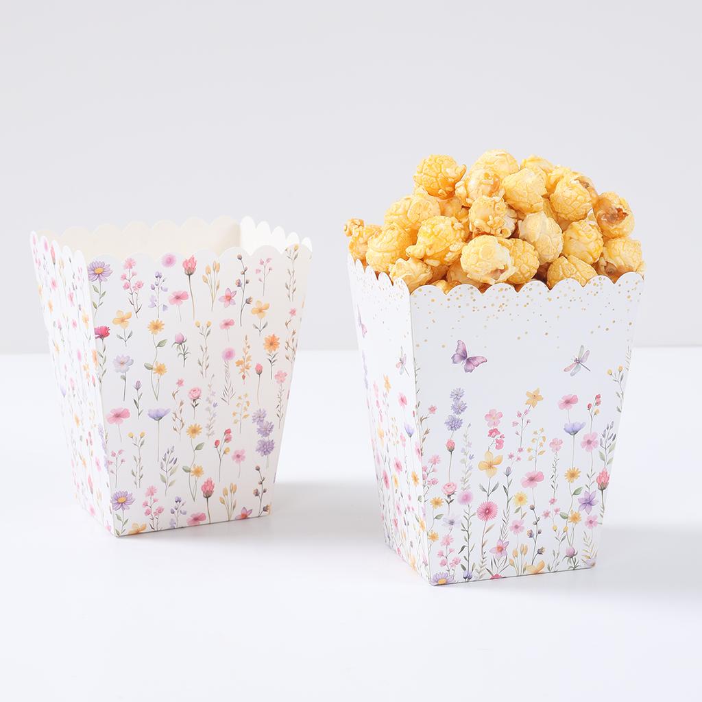 Wildflowers Paper Popcorn Box Spring Wildflowers 1st Birthday Party Decor Kids Girl Wedding Birthday Supplies Gift Baby Shower
