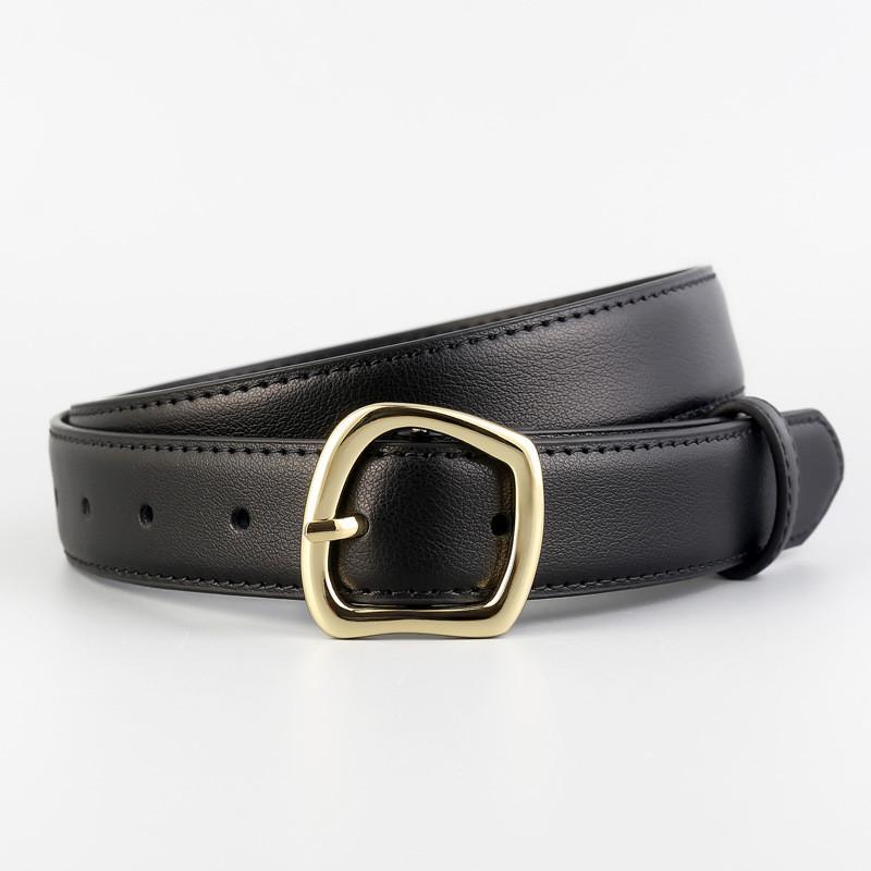 

Leather Womens Fashion Belt With Irregular Buckle For Casual And Office Wear чёрный