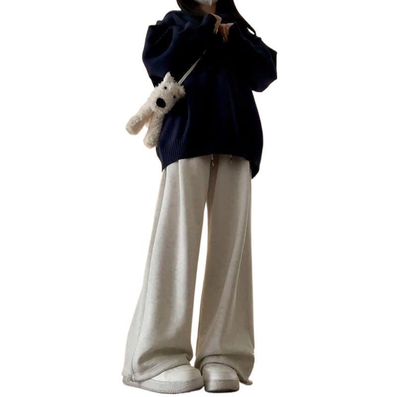 Women's Blue Hooded Knit Sweater - 2025 Autumn/Winter Loose Korean Style