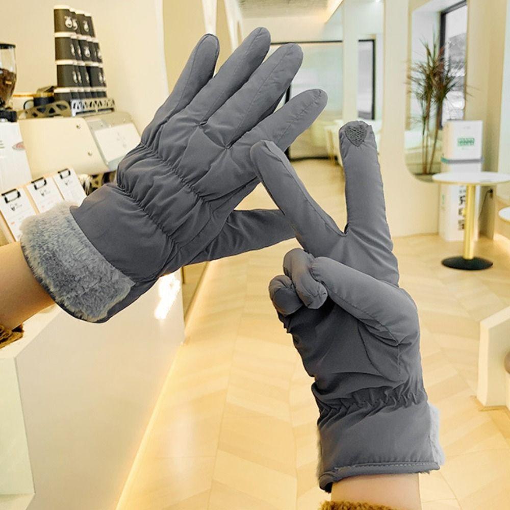 Warm Heart Embroidery Gloves Thicken Winter Plush Gloves Fashion   Cycling