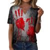 Womens Casual Halloween Printed V Neck Short Sleeve Button Down T Shirt Top for Daily Wear Holiday Party Outfit