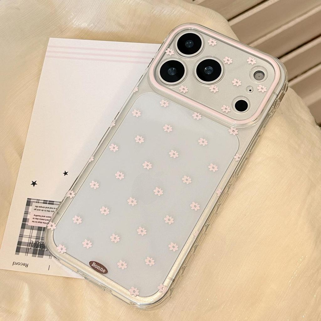 IPhone 15, iPhone 16 ve iPhone 17 Pro Max için Pembe Çiçekli Telefon Kılıfı