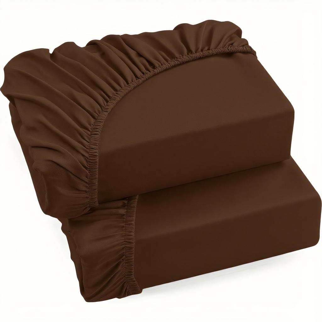 Pack of 2 Jersey Fitted Sheets Hypoallergenic & Breathable Bed Sheets with Elastic, 28cm Height, Allergy-Friendly,Machine Washable,Solid Color Bedding