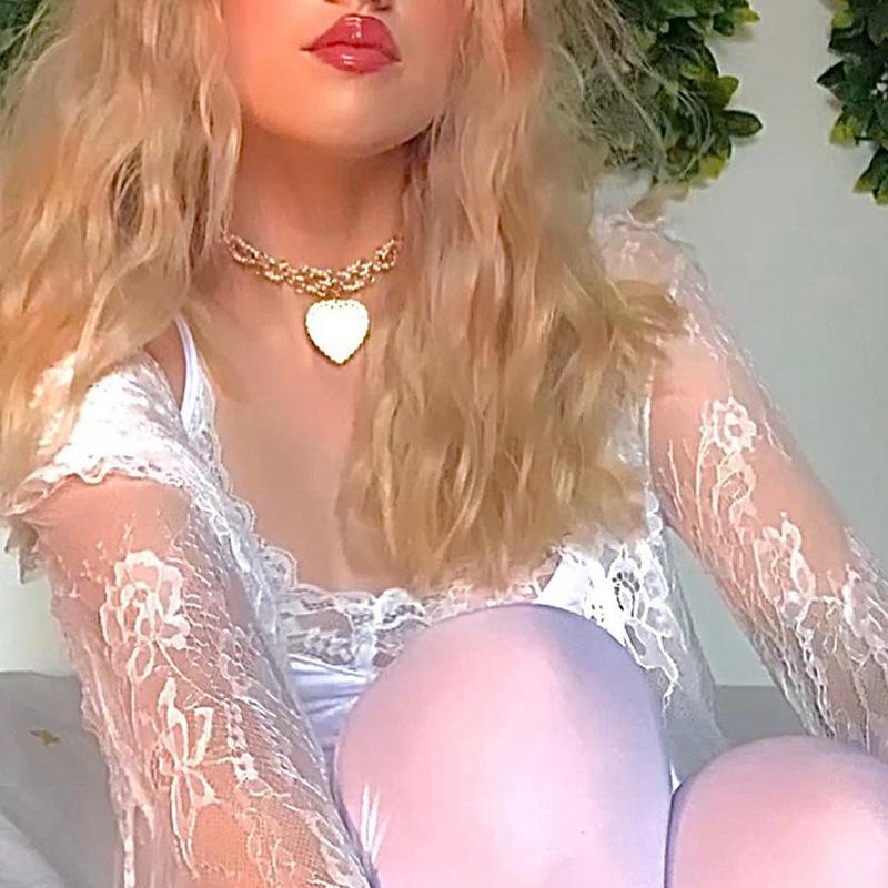 Lace Cardigan 2022 Summer Embroidery White Shirt Korean Clothes Beach Crochet Long Sleeve Top Women Ladies Sexy Blouse