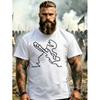 T-shirt Noir Homme Avec Impression Ligne Minimaliste Guerrier Pour Aventure Extérieure Et Tenue Décontractée, Grande Taille