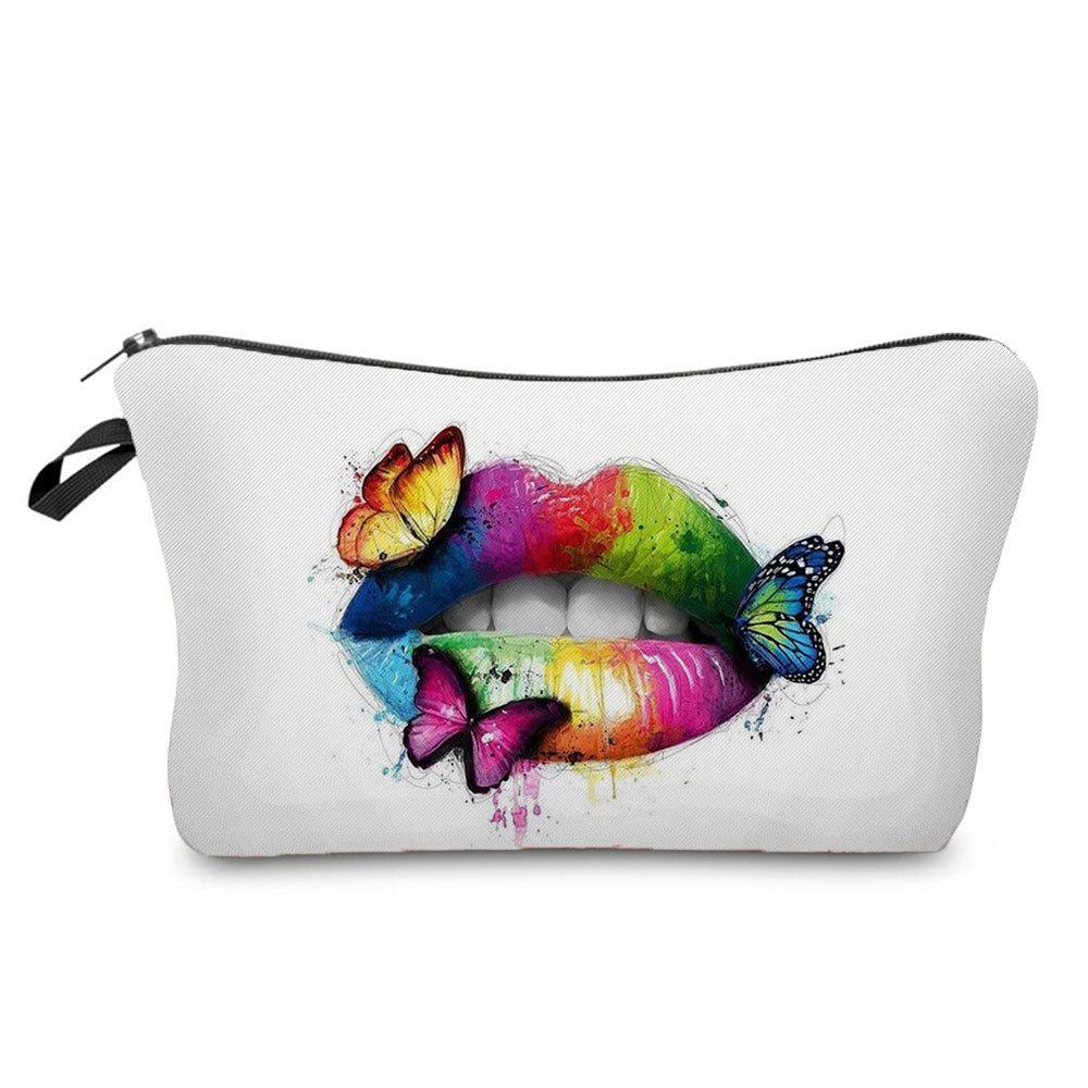Women Lips Print Cosmetic Bag Toiletries Organize Travel Storage Case 6382