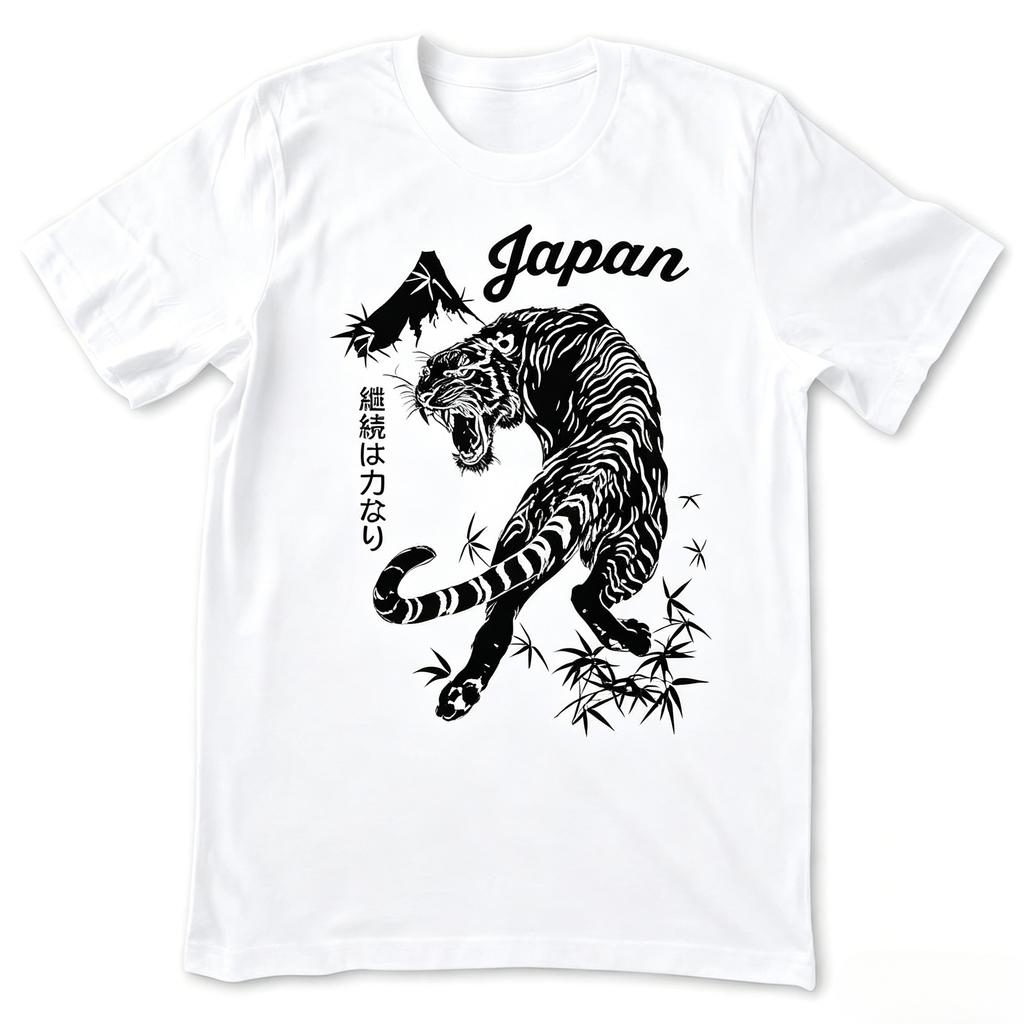 Japan Tiger Tattoo Sukajan Style Cotton Short Sleeve Tshirt Cool Unisex Unisex Harajuku Y2k Tshirt Trendy Streetwear Tee Tops