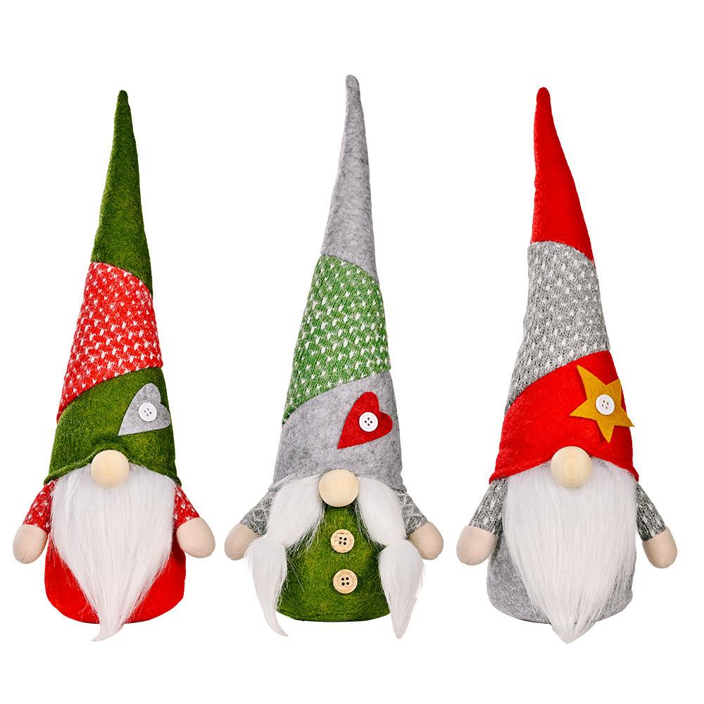 Whimsical Colorful Hat Rudolph Gnome Decoration In Soft Fabric For Joy Christmas