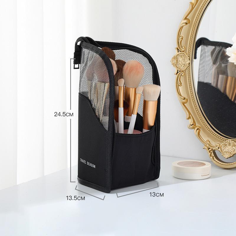 Makeup Brush Holder Women Travel Outdoor Waterproof Cosmetic Bag Stand-Up Portable Foldable Makeup Case with Zipper