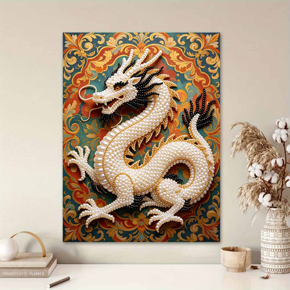 Handmade Exquisite Chinese Dragon Pearl DIY Painting Creative Interior Wall Art Fine Gift For Household Home Space Beautification Elegant Decor