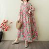 Dimanaf 2025 Summer Women Plus Size Basic Dress Hooded Pleated Casual Long Loose Vintage Floral Dress Maxi