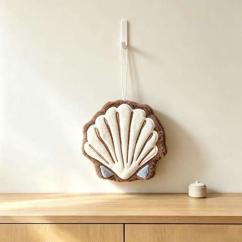 Creative starfish shell hand towel for hanging, household use, coral fleece thick and absorbent kitchen cloth hand towel