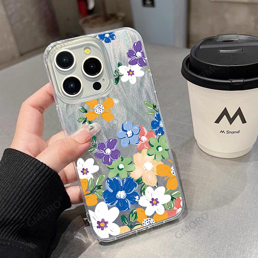 Oil Painting Style Simple Flower 15pro Hot-selling Apple 17promax Protective Case iPhone13 Mobile Phone Case