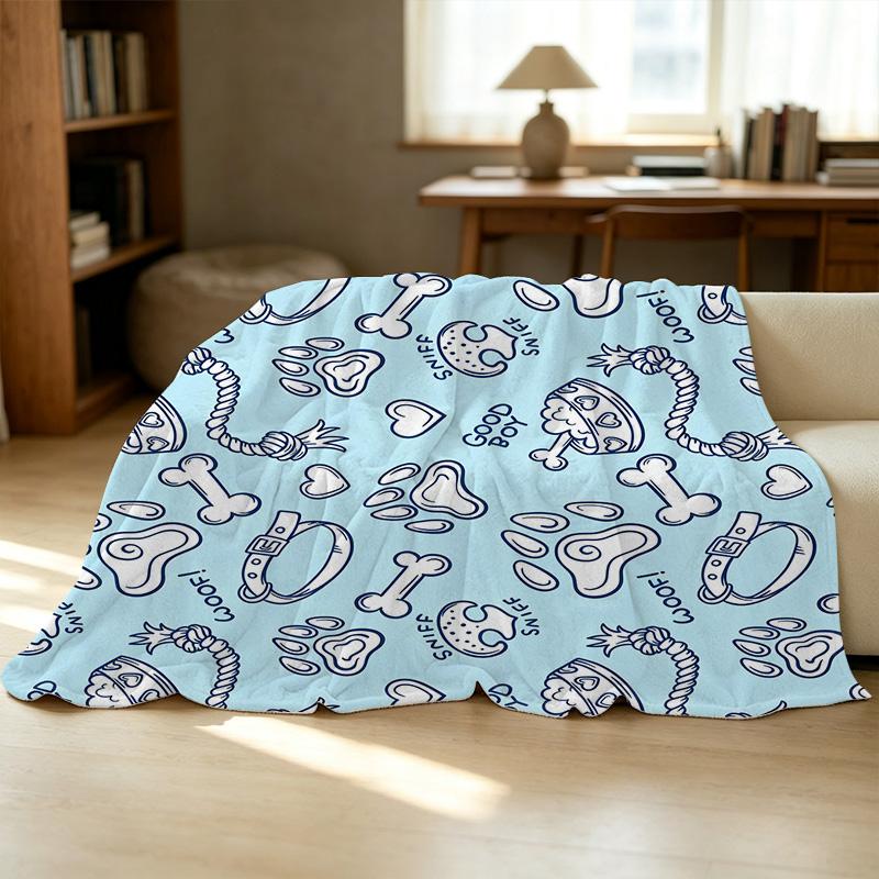 Lightweight Pet-Themed Flannel Blanket Soft, Skin-Friendly, Warm & Cozy for Home, Christmas, Halloween & Relaxing