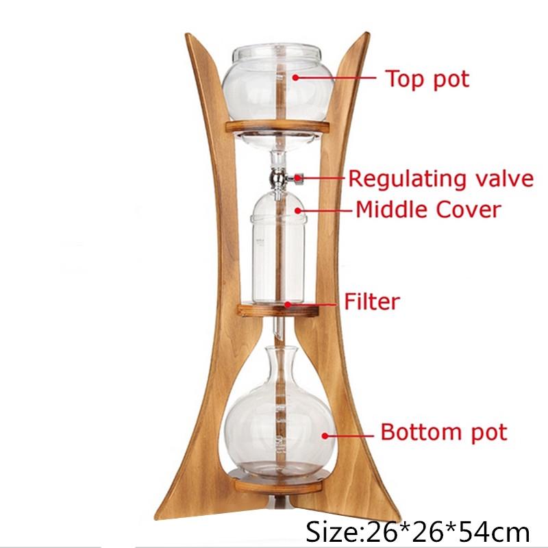 

600 мл, 8 чашек, сифон для холодного капельного льда, кофейник, стеклянная машина для голландского заваривания, фильтровальная бумага, домашний кухонный инструмент для приготовления кофе, деревянная рамка