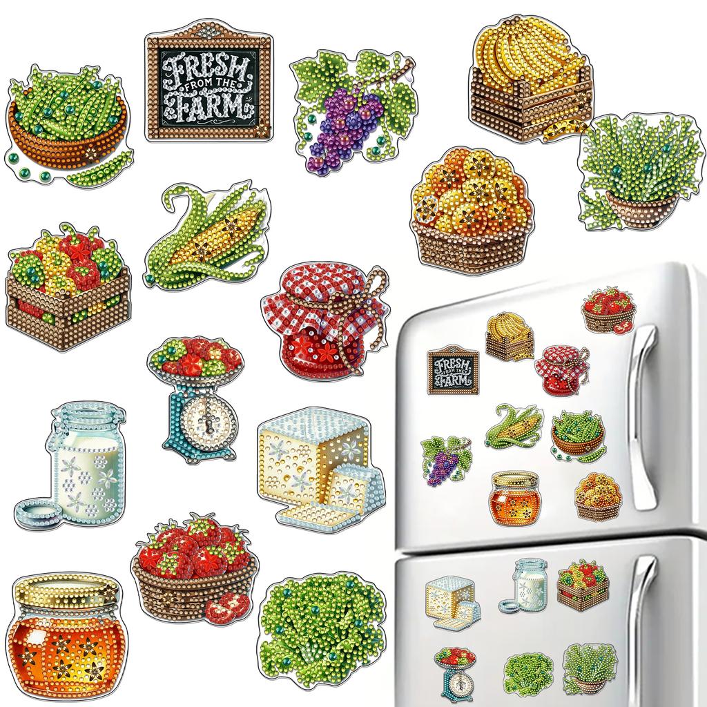 15 st 2D/Platt Akryl DIY Konst Kylskåpsmagnet Kylskåpssticker Specialformad Borr för Vuxna Nybörjare Heminredning