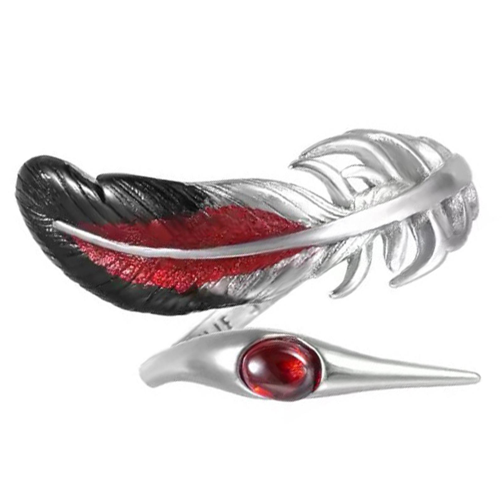 

Ретро Унисекс Регулируемые Кольца на Палец Серебряное Покрытие Медная Бижутерия Портативный Дизайн Перьев Украшение для Повседневной Носки