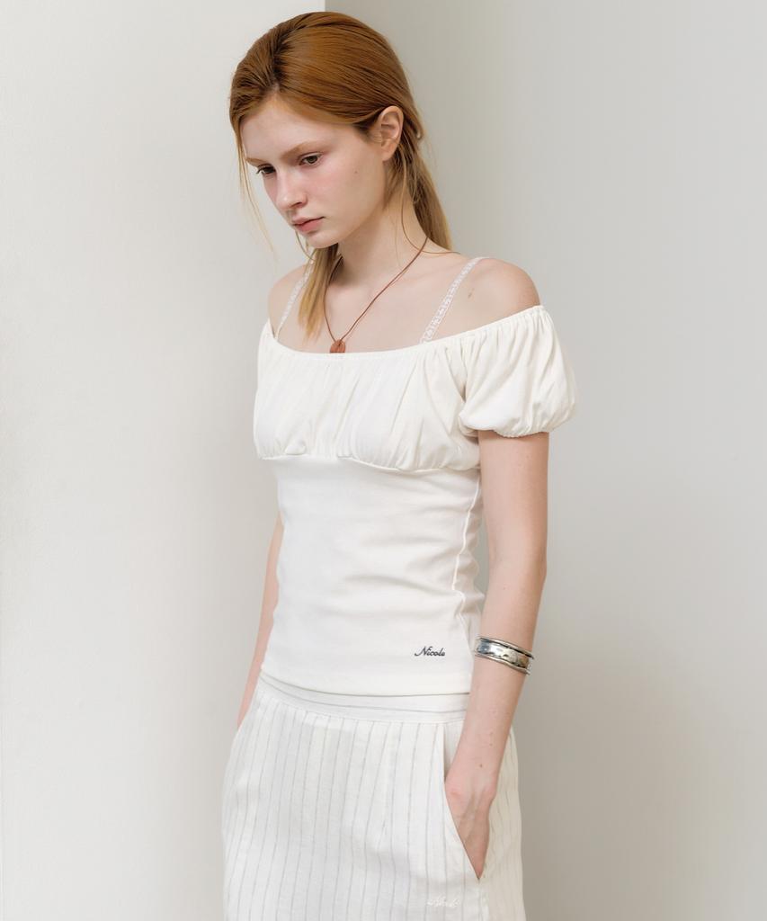 Nigaennikol Off Shoulder Ruffle Top_Ivory