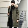 Winter down jacket men's medium and long men's and women's couple pie to overcome thickened warm youth hooded white duck down jacket men