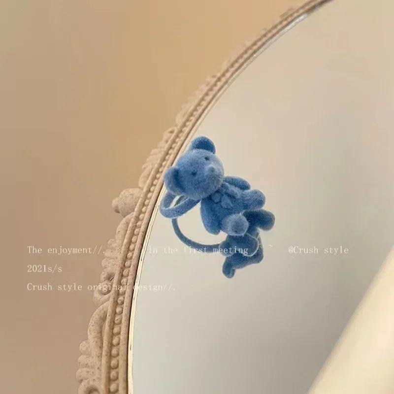 Cute Creative Gifts Plush Bear Opening Ring For Women Autumn Winter Sweet Cartoon Index Niche Design Adjustable Rings