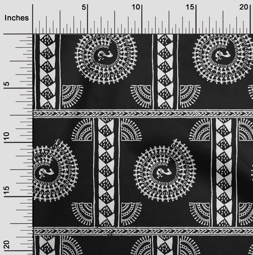 oneOone Baumwoll-Flex Schwarzer Stoff Asiatischer Blumenblock Quiltzubehör Druck Nähstoff pro Yard 40 Zoll