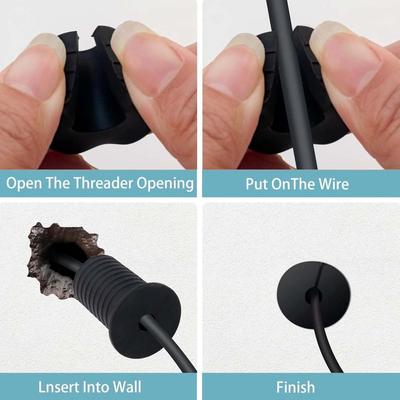 4pcs Silicone Wall Grommets Threaded Wall Mount Ethernet Cable Grommets Non-slip Wall Hole Cover for Starlink
