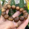 Hainan Qinan Yellow Agarwood Bead Bracelet - 16mm Sinking Round Beads, Single Strand
