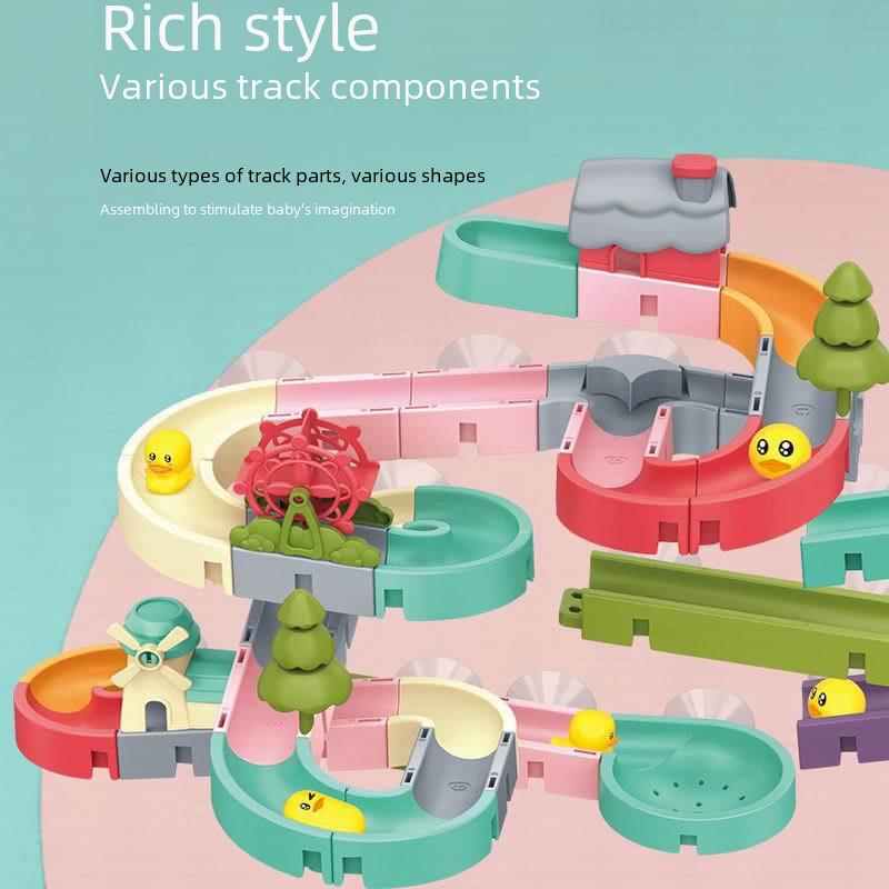 Bathroom Kids Water Slide Wall Track Toy Set With Diy Construction For Sensory Play And Parentchild Interaction