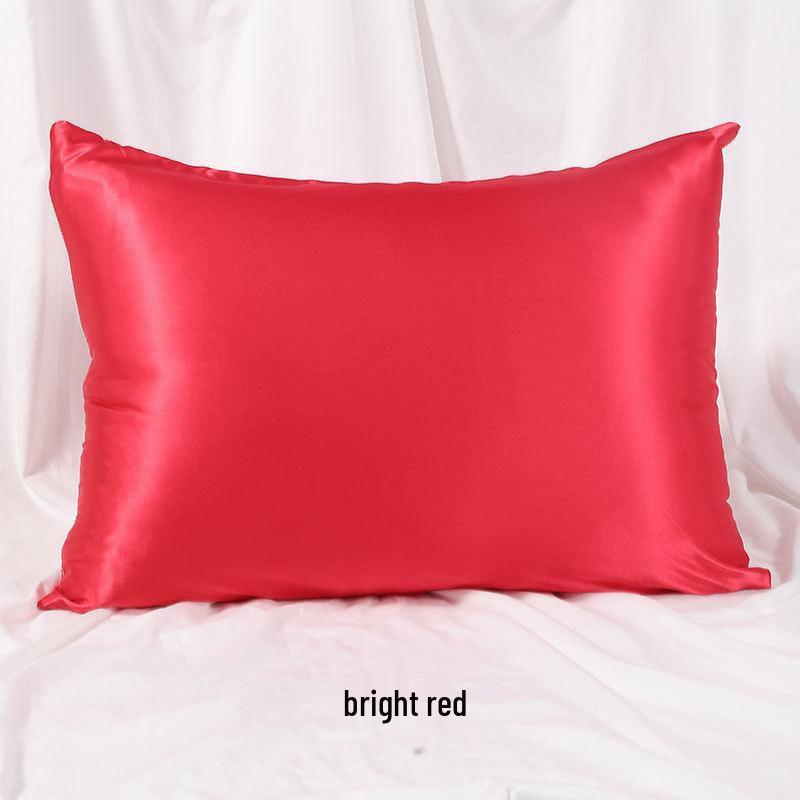 Solid Color Imitation Silk Pillowcase - Ice Silk Feel Satin Cushion Cover