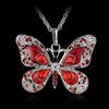 Vintage Enamel Butterfly Pendant Necklace Crystal Rhinestone Colorful Jewelry for Women