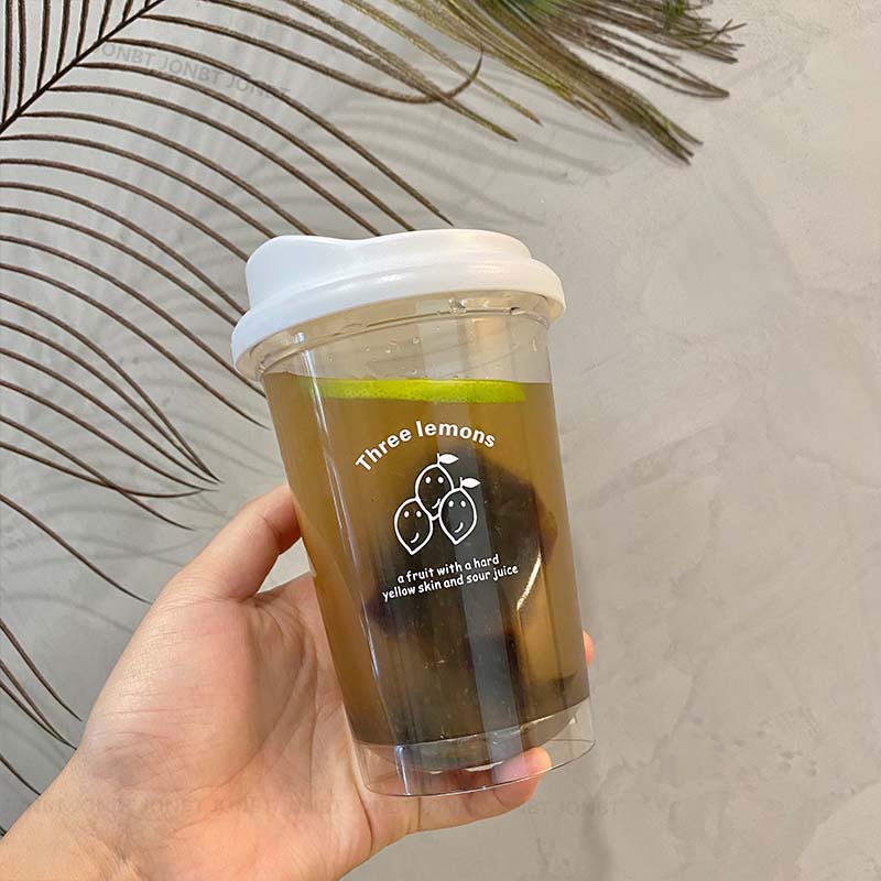 Koreański Prosty Kubek na Iced Americano Tritan Plastikowa Butelka na Wodę Dla Kobiet Przezroczysty Kubek do Kawy Biuro Mleko Herbata Matcha Napój