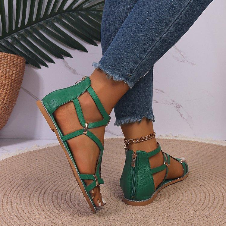Large size beach open-toed flat sandals, summer new European and American style with Roman women's shoes
